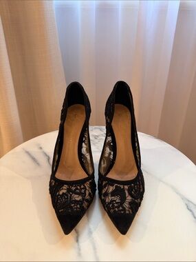 Gianvito Rossi Black Lace Pointed-Toe Pumps